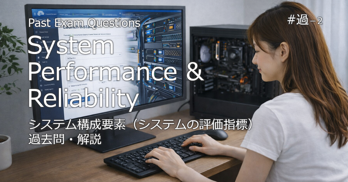 情報処理技術者試験　過去問（システム構成要素－システムの性能評価と信頼性）のブログのアイキャッチ画像